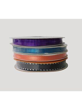 Lot of Assorted Ribbon Purple Orange Blue Black Designs 1/4" 3/8"